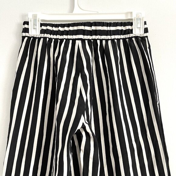 Marie France Van Damme Black / White Stripe Silk Crepe de Chine Flare Pants Sz 0 - Picture 7 of 10